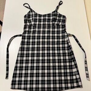 John Galt Plaid Black and White Sundress (OS/S)